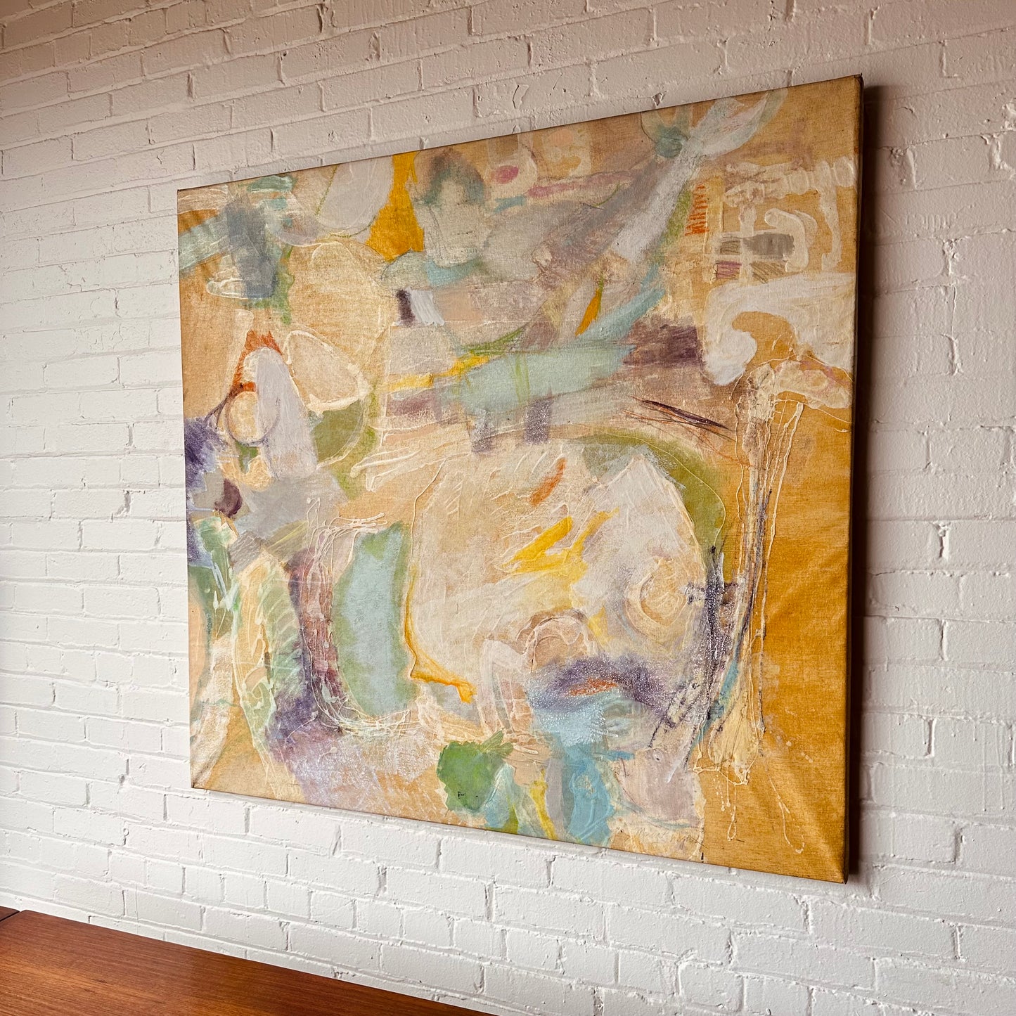 SIGNED MARY WYRICK ABSTRACT PASTEL LARGE CANVAS PAINTING