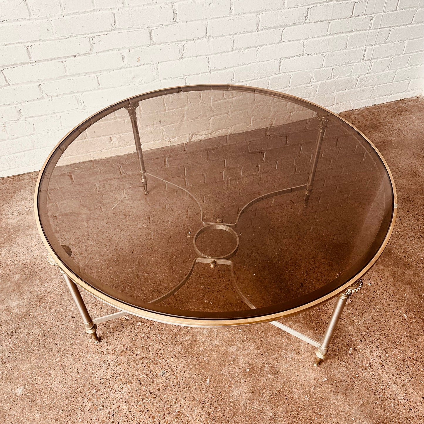MAISON JANSEN ROUND GLASS COFFEE TABLE