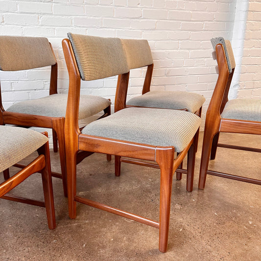 DE COENE SET OF 6 DINING CHAIRS 1970s BELGIUM
 - REUPHOLSTERED