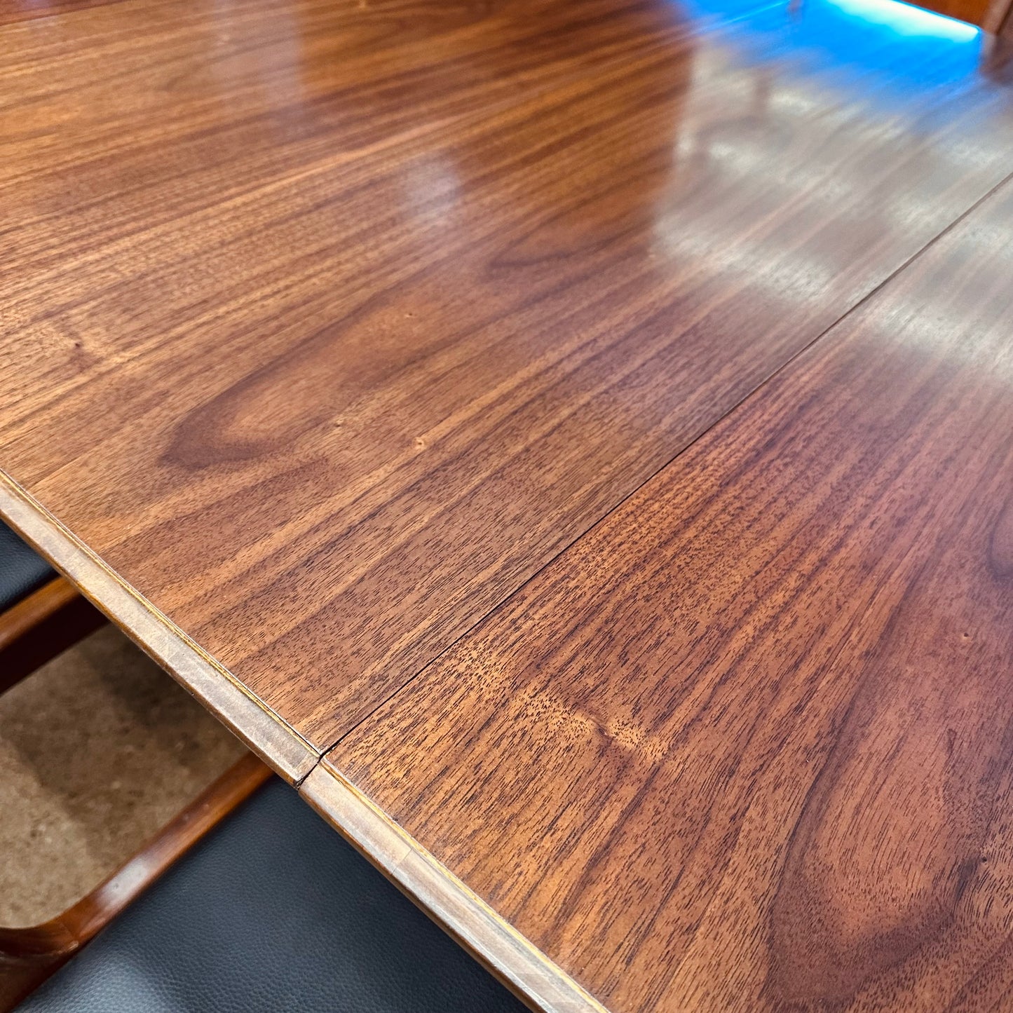 72” WALNUT DINING TABLE WITH TWO LEAVES - REFINISHED