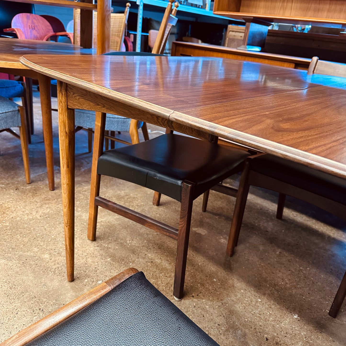 72” WALNUT DINING TABLE WITH TWO LEAVES - REFINISHED