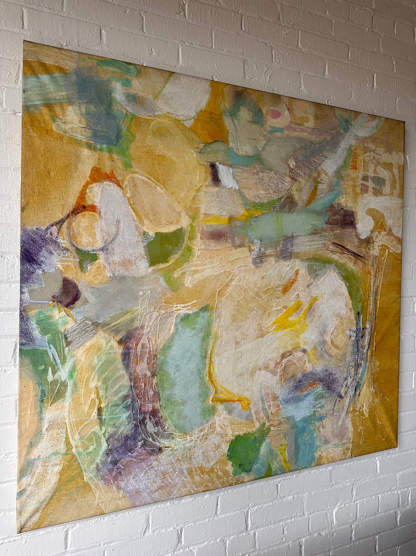 SIGNED MARY WYRICK ABSTRACT PASTEL LARGE CANVAS PAINTING