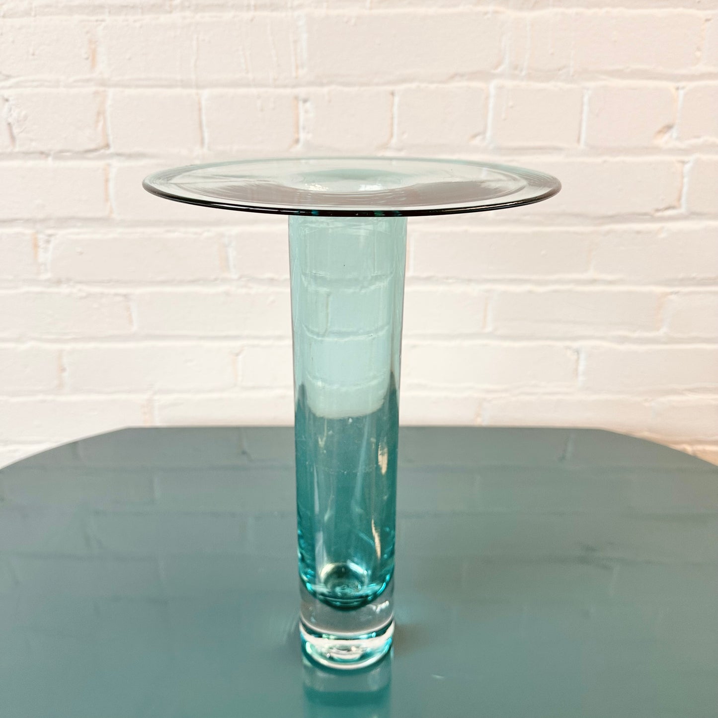 LARGE BRIM AQUA BLUE BLENKO VASE