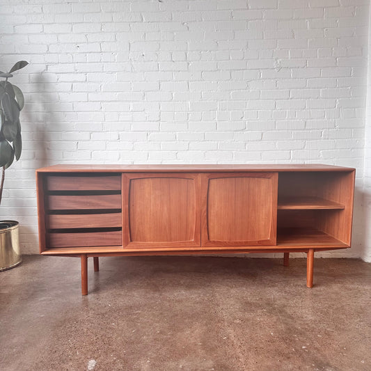 DANISH TEAK CREDENZA WITH BYPASS DOORS