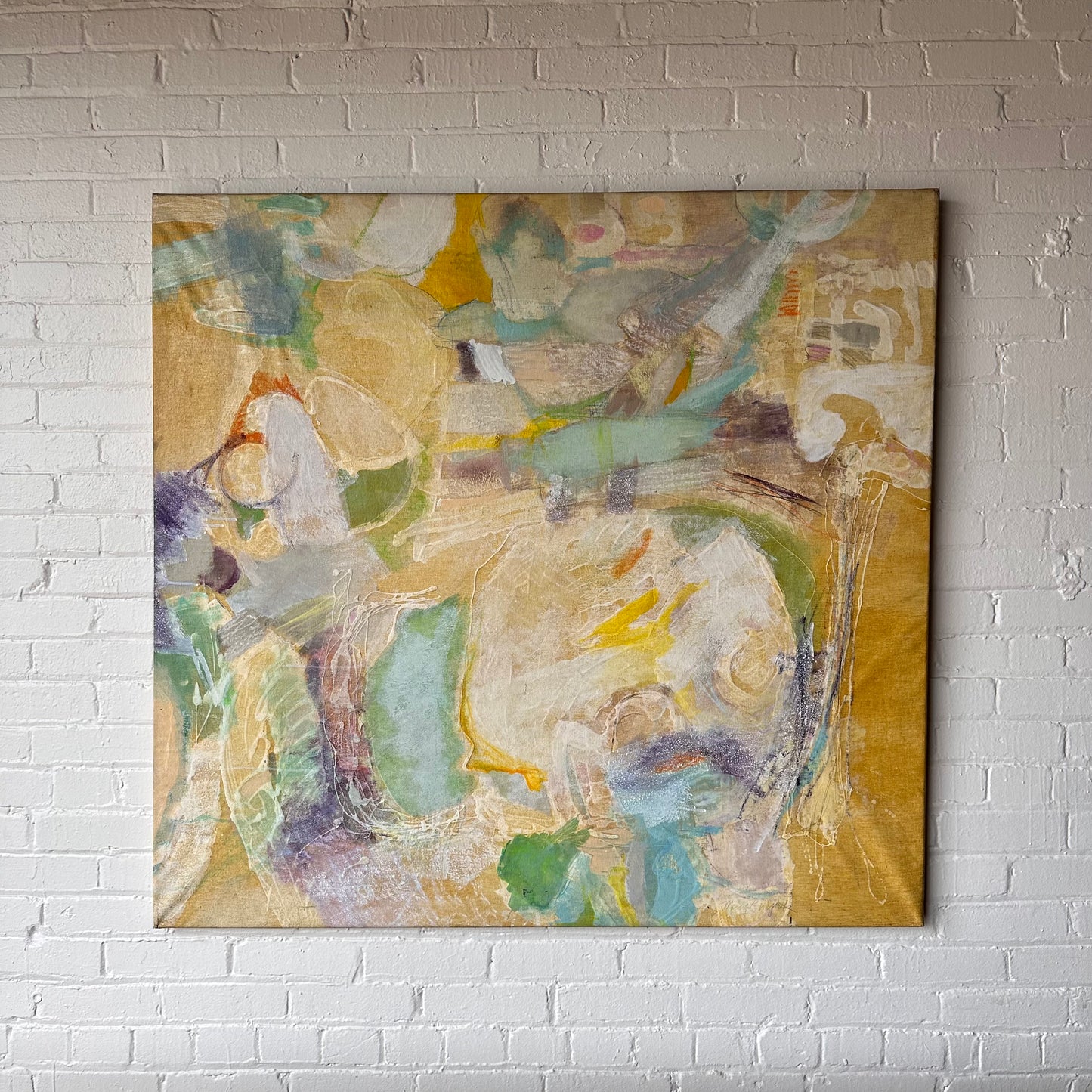 SIGNED MARY WYRICK ABSTRACT PASTEL LARGE CANVAS PAINTING