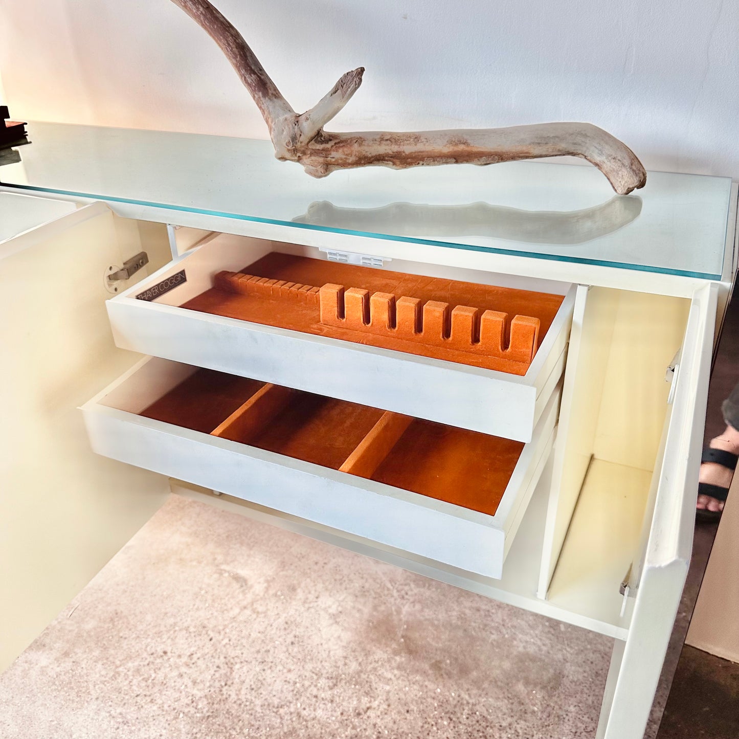 MILO BAUGHMAN FOR THAYER COGGIN LACQUER AND MIRRORED SIDEBOARD