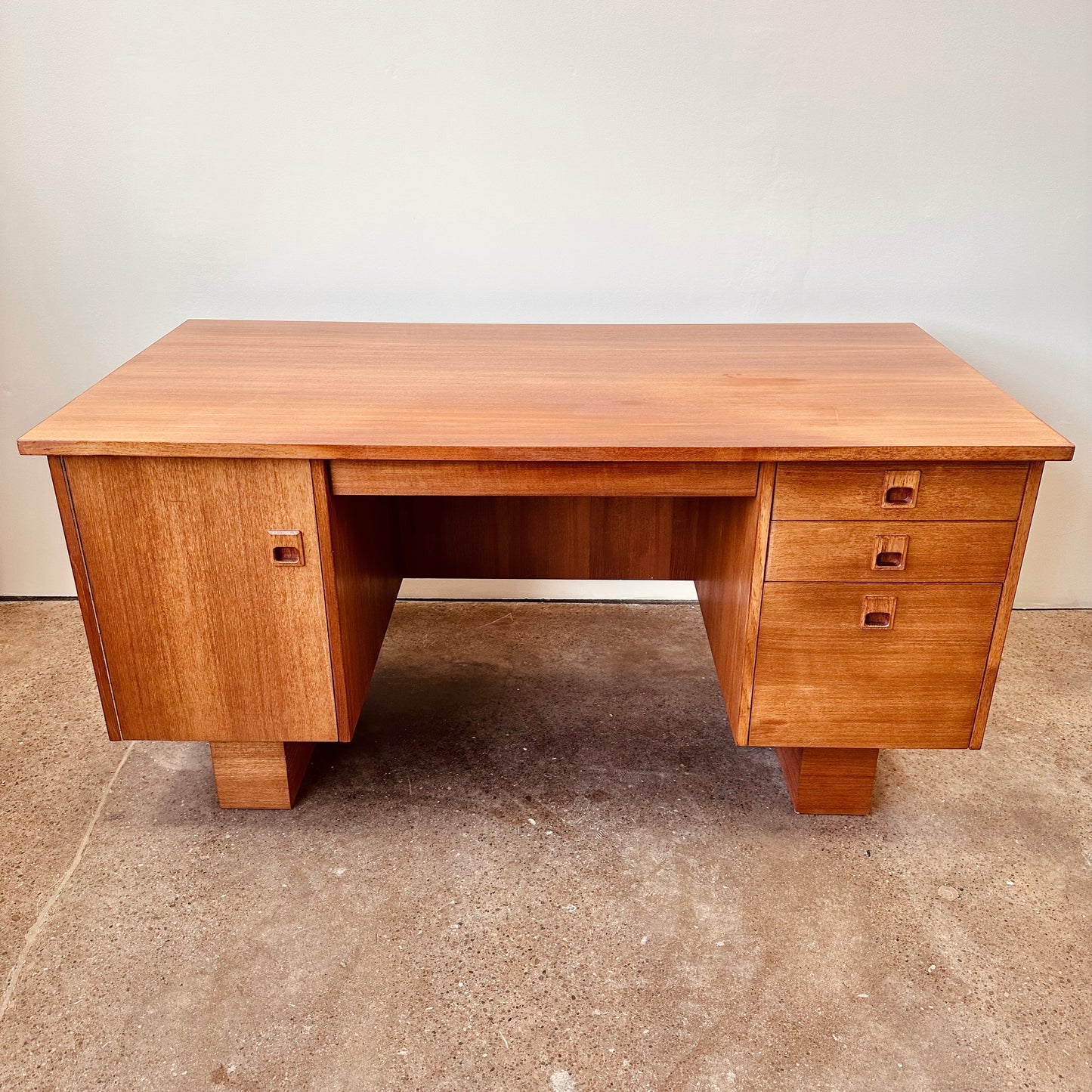 DANISH TEAK EXECUTIVE DESK WITH FINISHED BACK