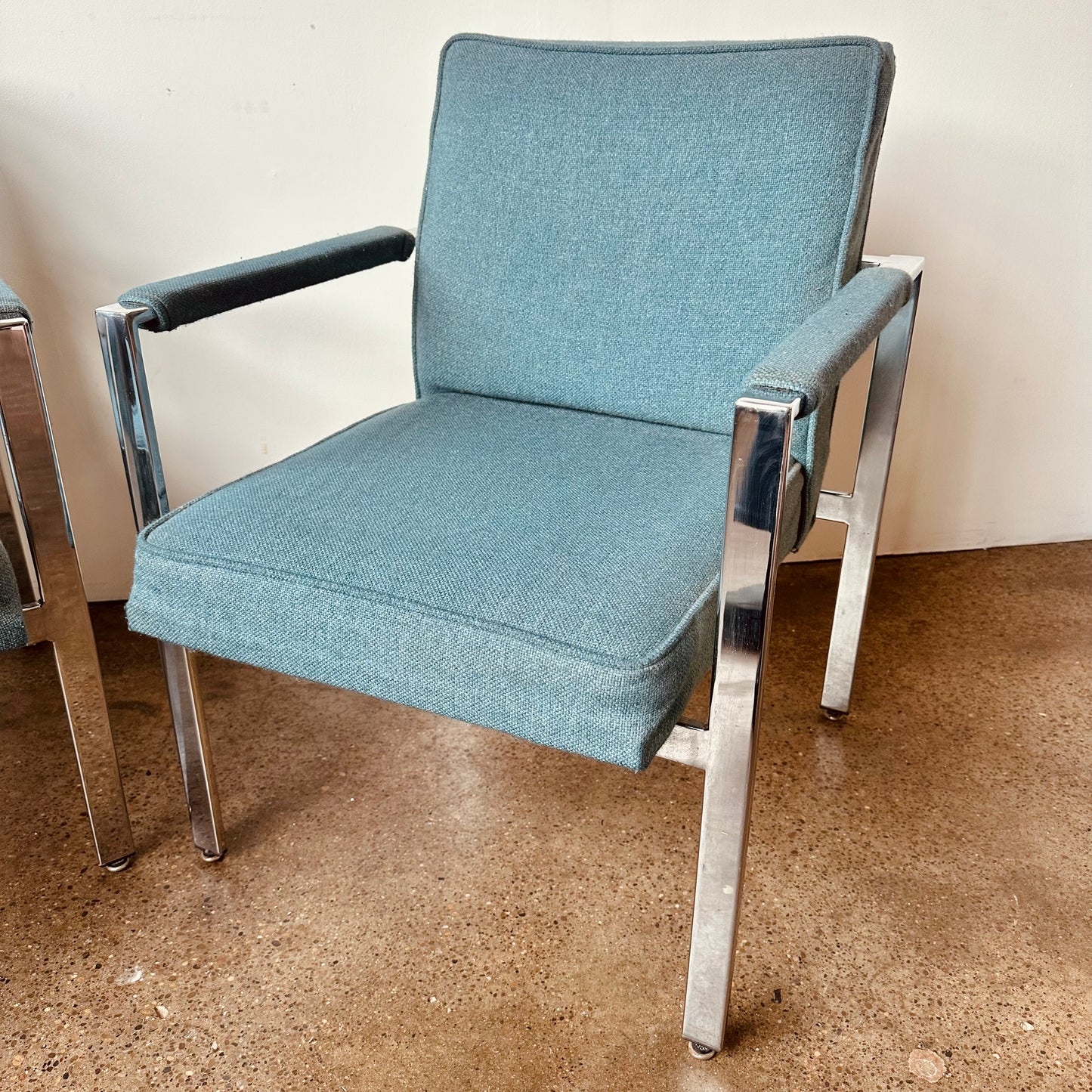 HARVEY PROBBER STYLE CHROME ARM CHAIRS - A PAIR