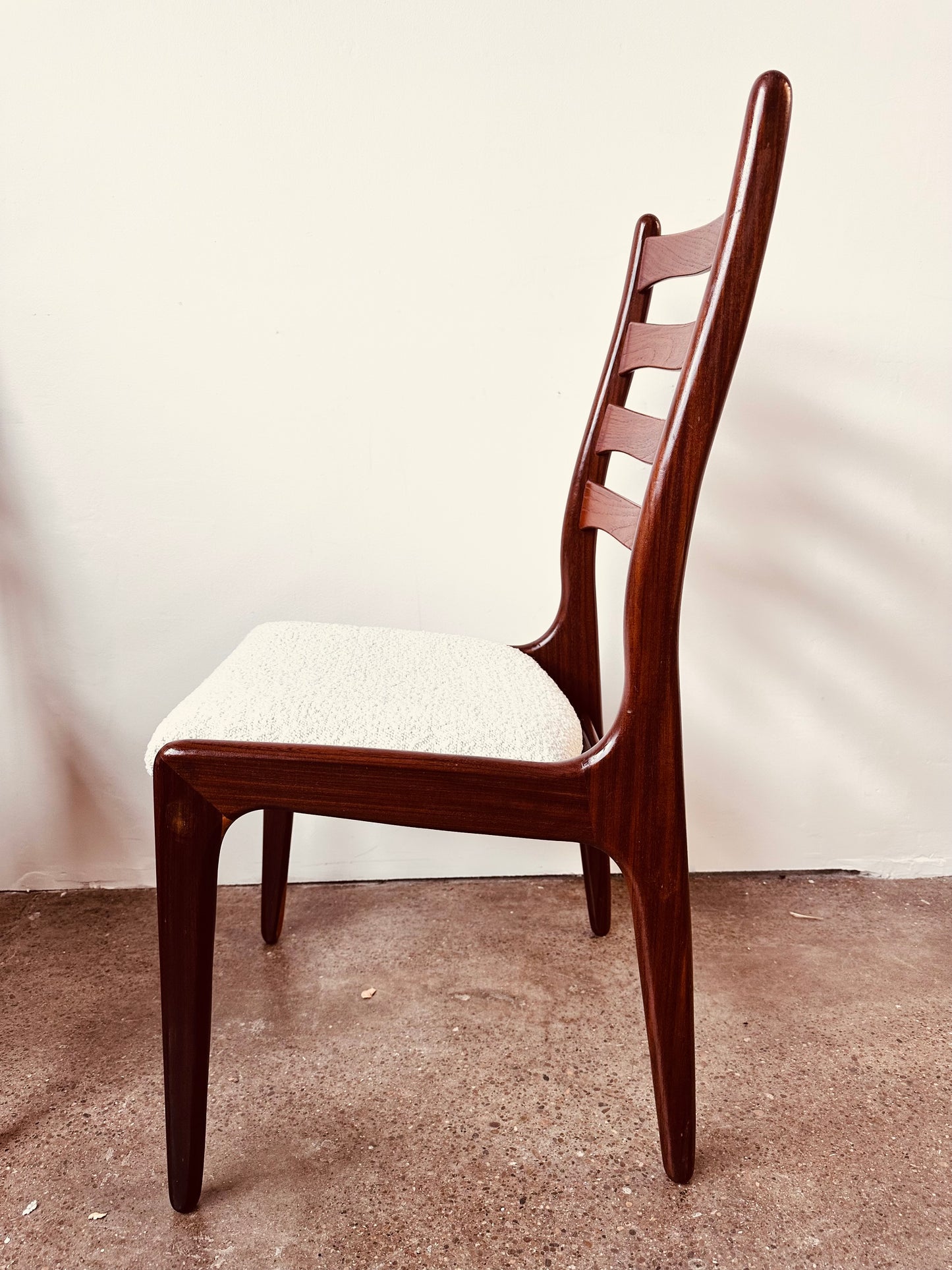 DANISH TEAK LADDERBACK DINING CHAIRS - SET OF 8