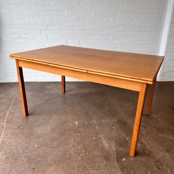 DANISH TEAK DRAW LEAF DINING TABLE 94"