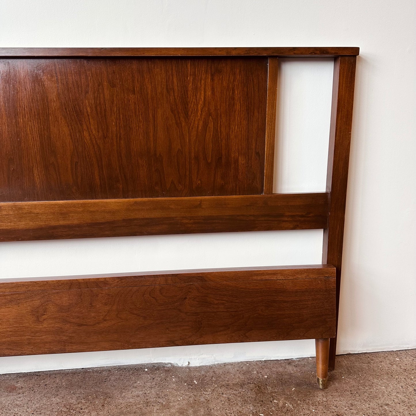 MID-CENTURY WALNUT FULL SIZE HEADBOARD AND FOOTBOARD