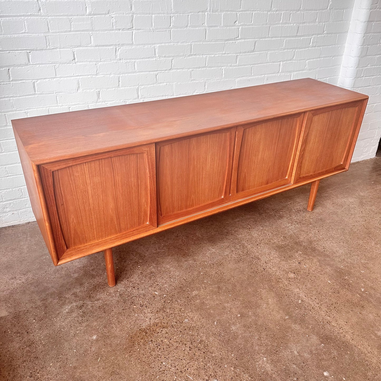 DANISH TEAK CREDENZA WITH BYPASS DOORS