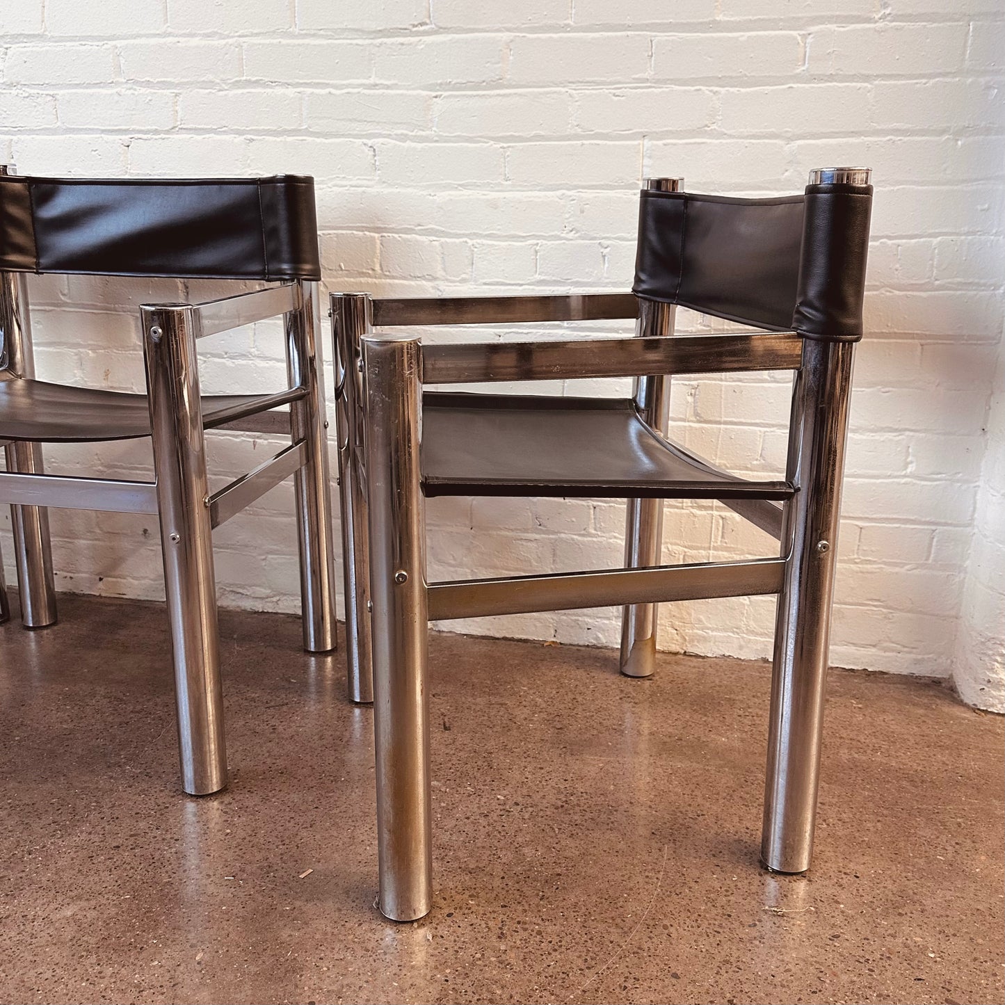 TUBULAR CHROME SLING BACK DIRECTORS CHAIRS
