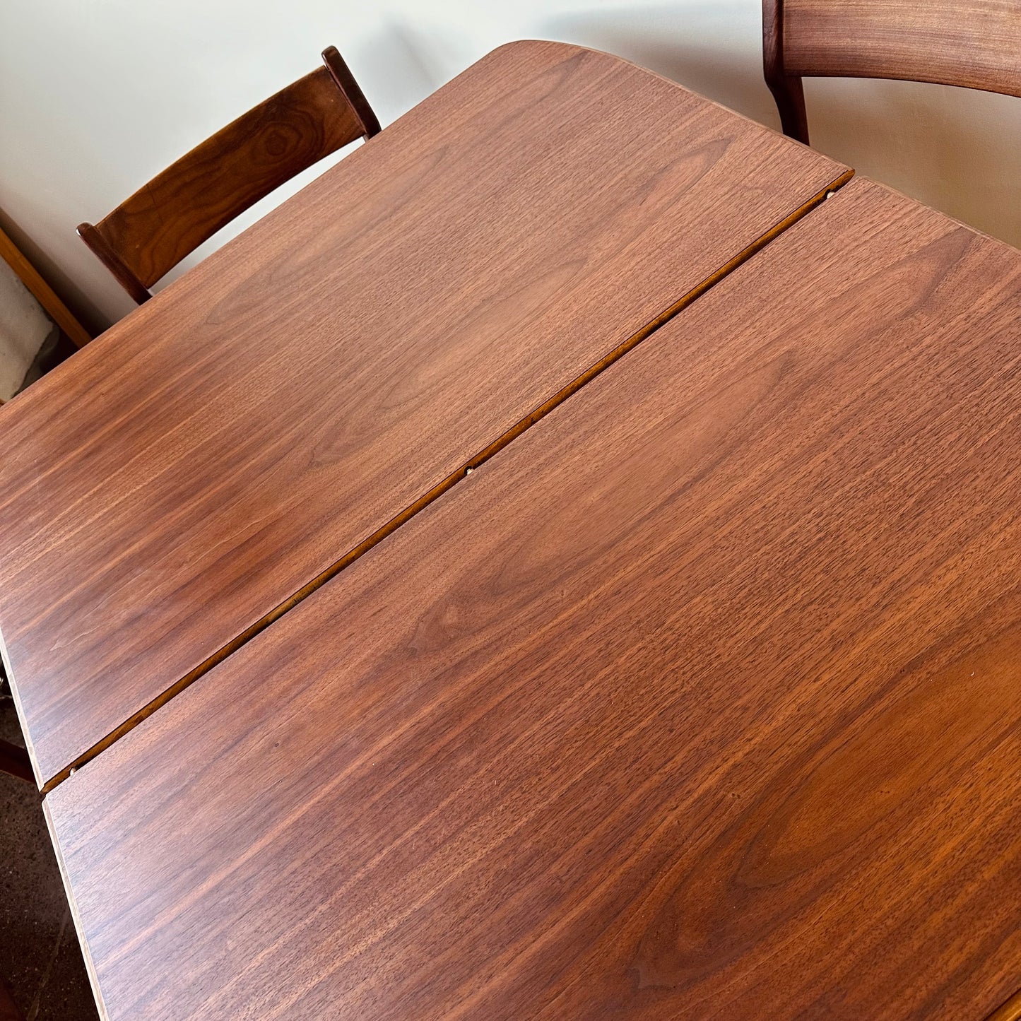 72” WALNUT DINING TABLE WITH TWO LEAVES - REFINISHED