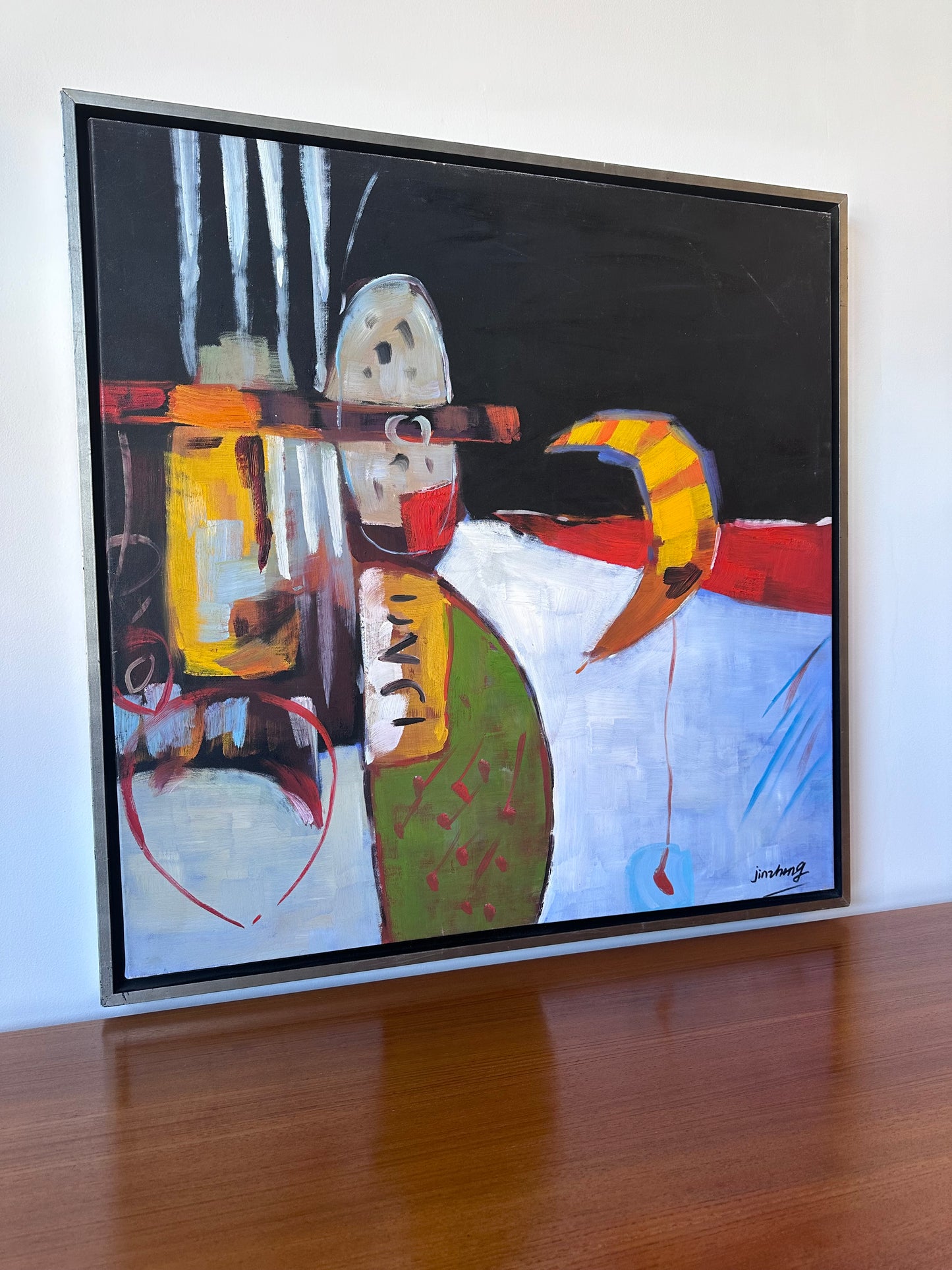 SIGNED AND FRAMED ABSTRACT ARTWORK BY ARTIST JINZHONG