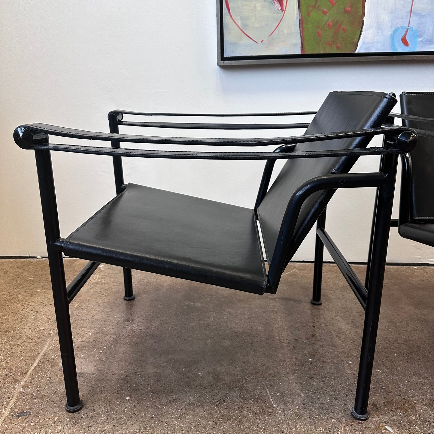 LE COURBUSIER LC1 BLACK SLING CHAIRS BY CASSINA