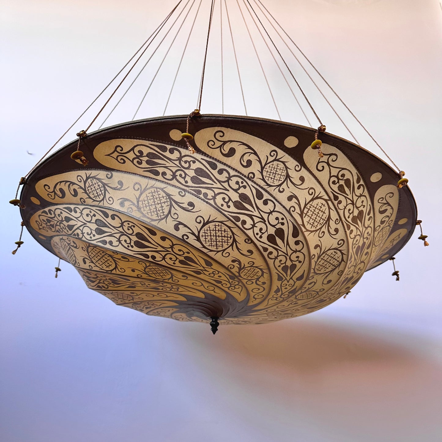 FORTUNY HANGING SILK PARASOL CHANDELIER