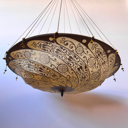 FORTUNY HANGING SILK PARASOL CHANDELIER