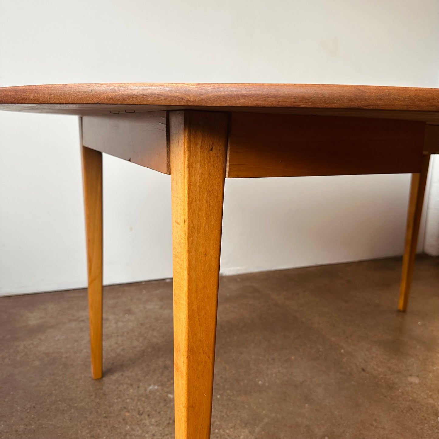 DANISH TEAK ROUND TO OVAL DINING TABLE
