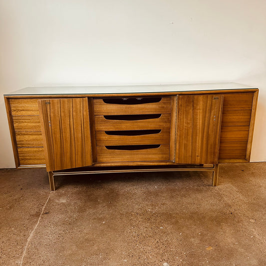 MID-CENTURY AFRICAN MAHOGANY 12 DRAWER DRESSER