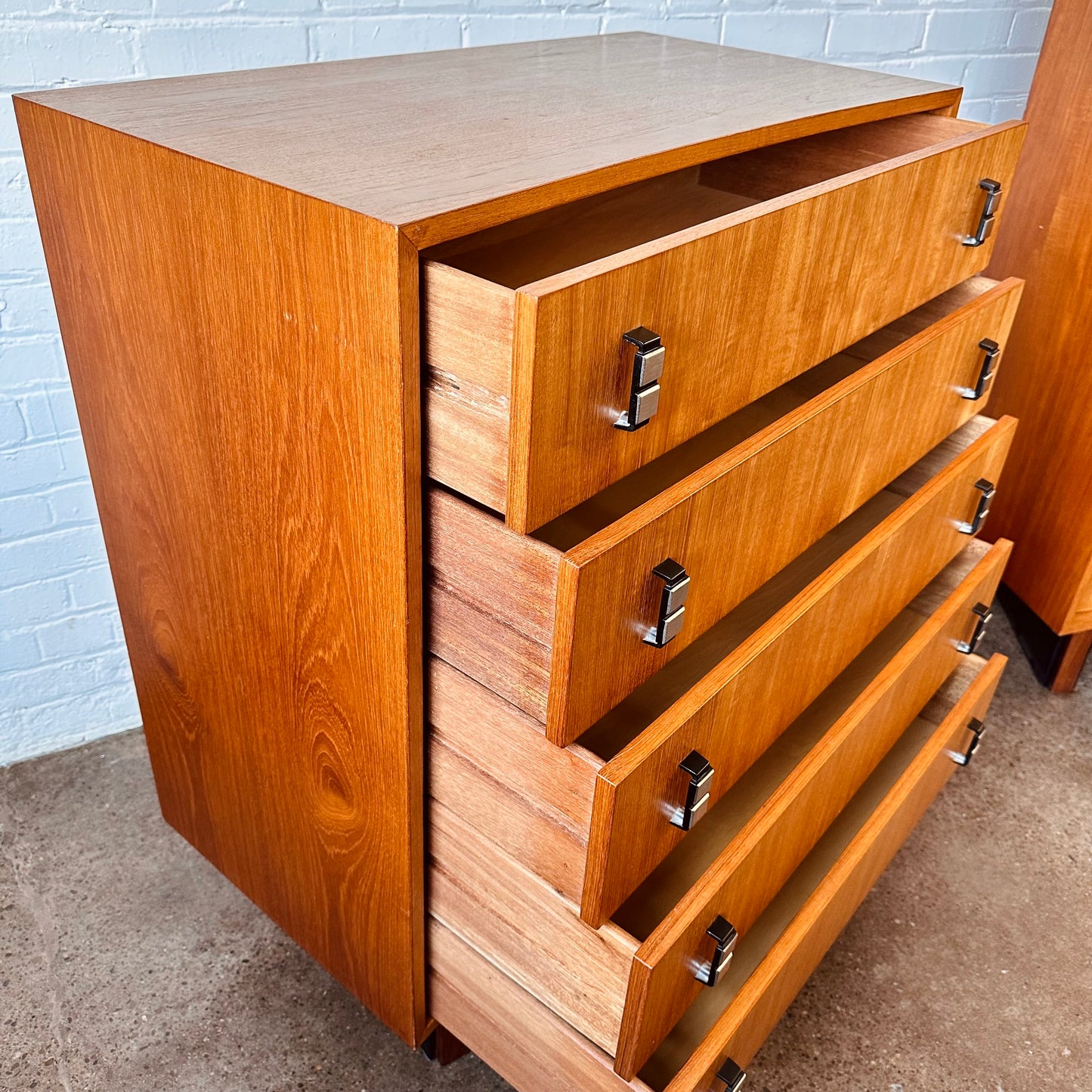RS ASSOCIATES TEAK 5-DRAWER DRESSER