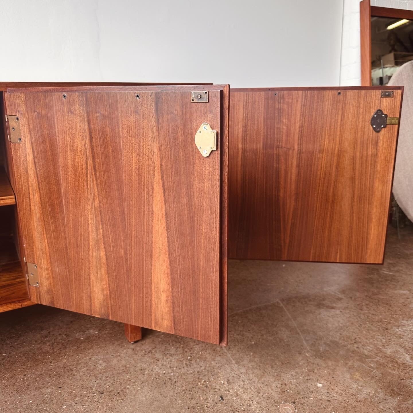 JENS RISOM WALNUT CREDENZA WITH LOCK AND KEY