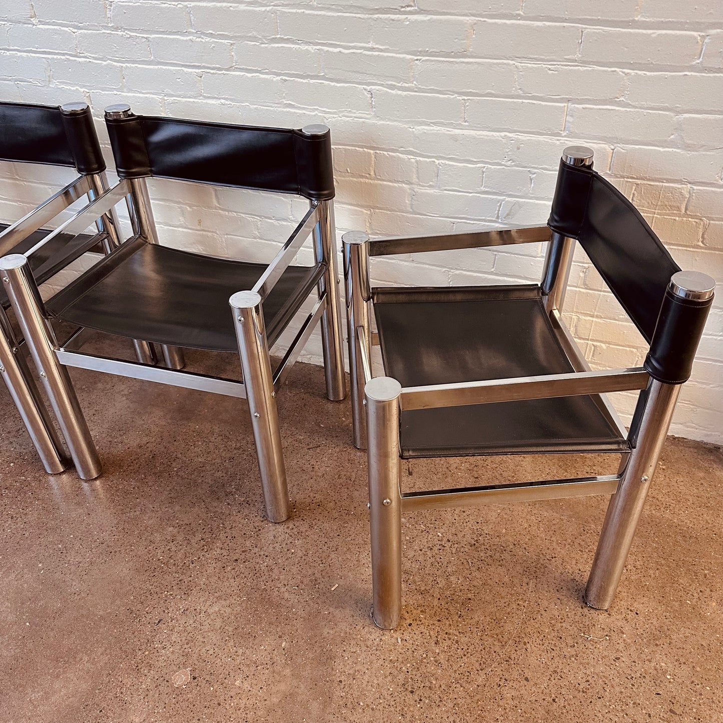 TUBULAR CHROME SLING BACK DIRECTORS CHAIRS