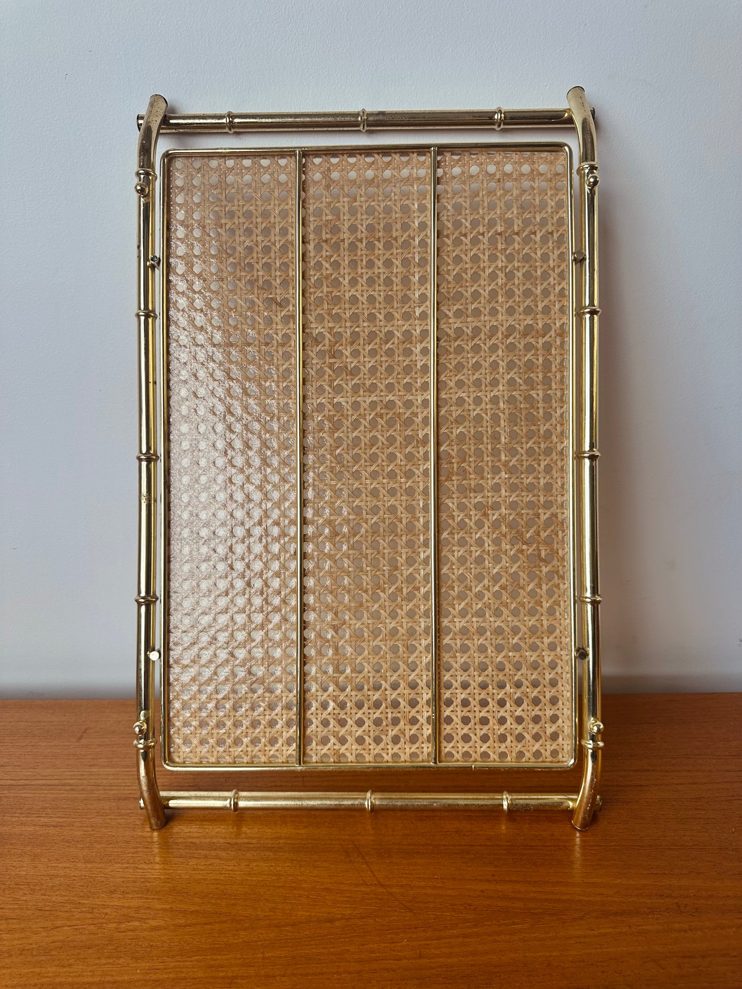 DIOR FAUX BAMBOO AND CANE GOLD SERVING TRAY