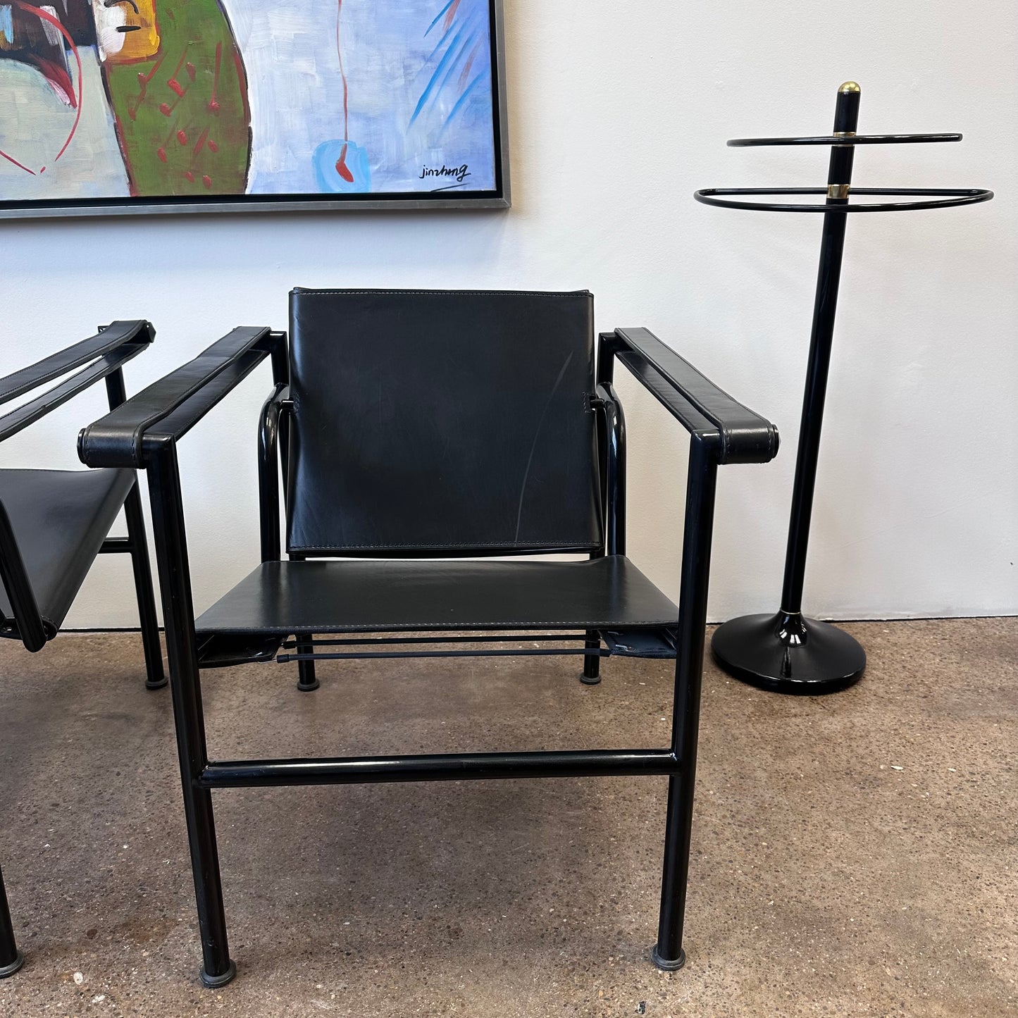 LE COURBUSIER LC1 BLACK SLING CHAIRS BY CASSINA