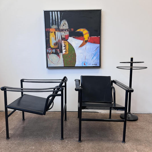 LE COURBUSIER LC1 BLACK SLING CHAIRS BY CASSINA