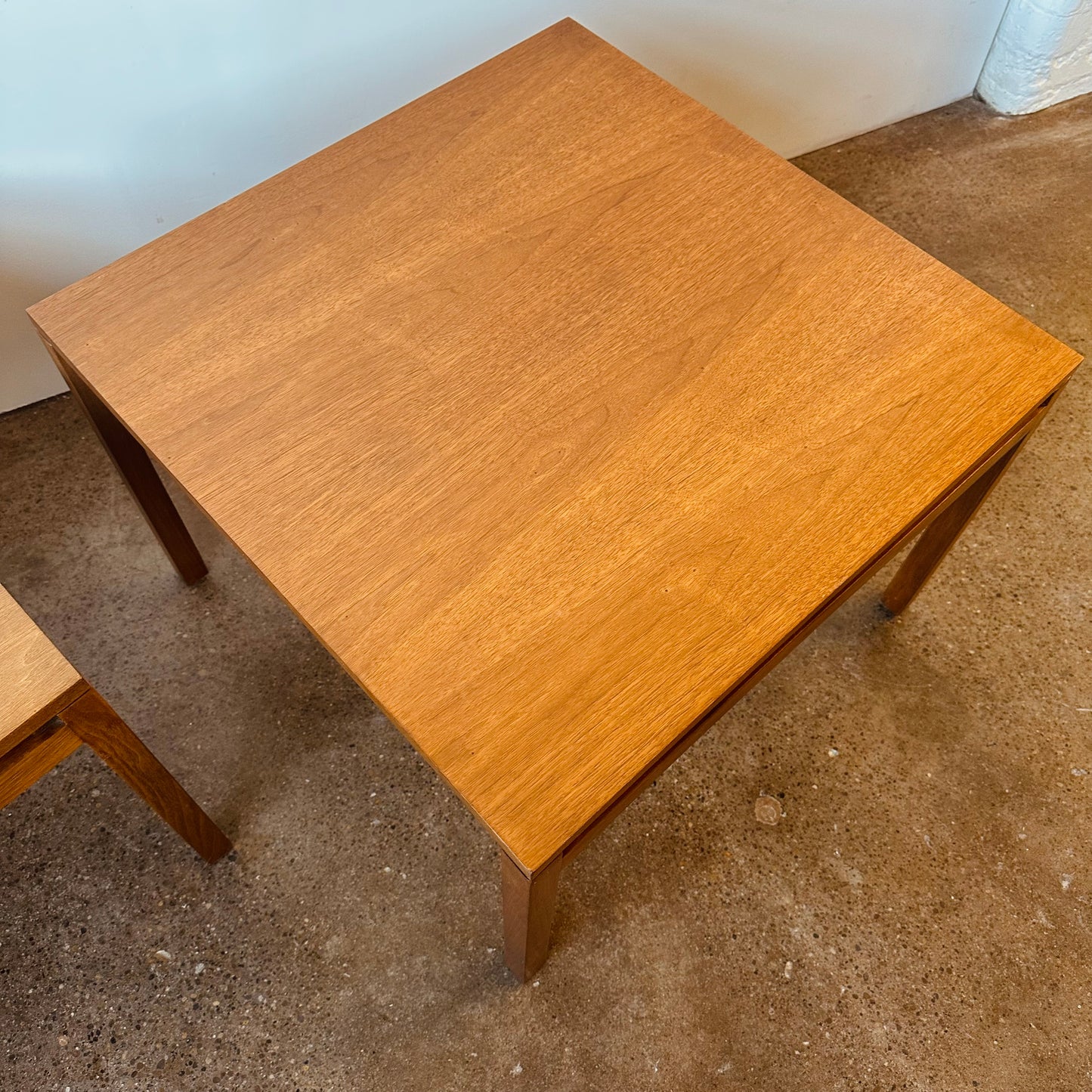 EARLY KNOLL WALNUT SIDE TABLES BY LEWIS BUTLER