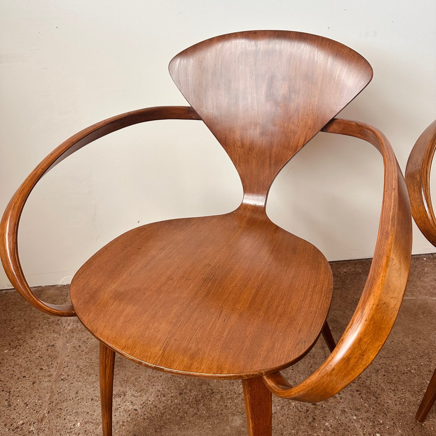 PAIR OF NORMAN CHERNER FOR PLYCRAFT BENWOOD PRETZEL CHAIRS