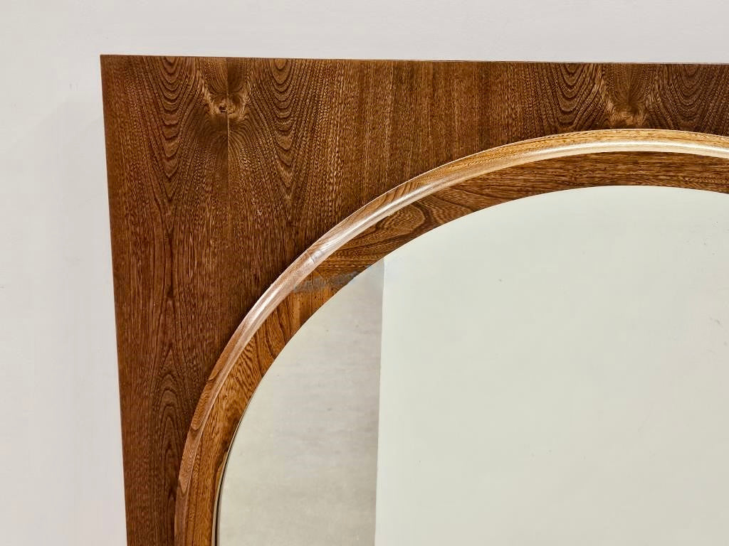 LARGE WOODEN PORTHOLE WALL MIRROR
