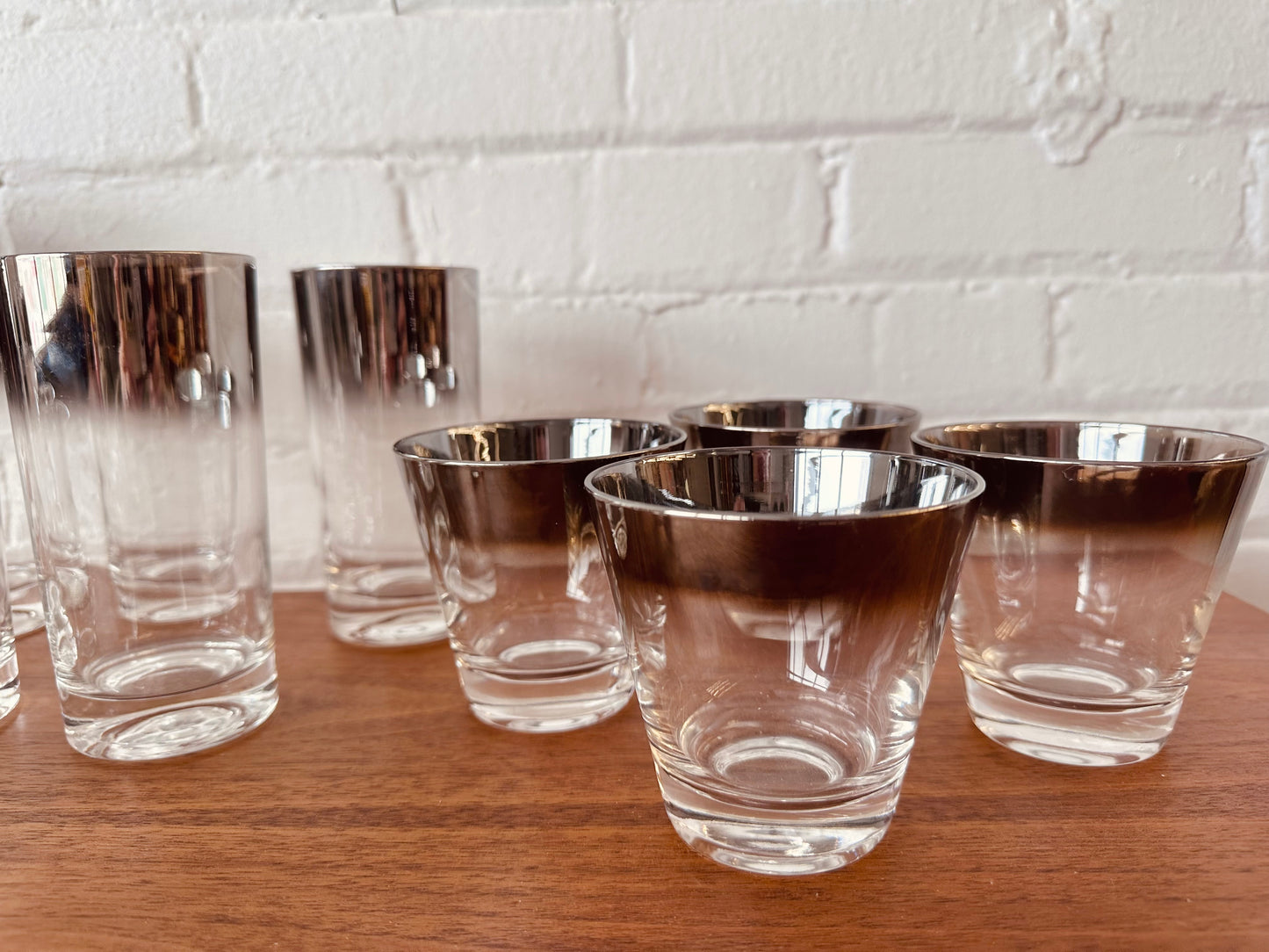 VITERON QUEEN’S LUSTER SILVER FADE GLASSWARE SET