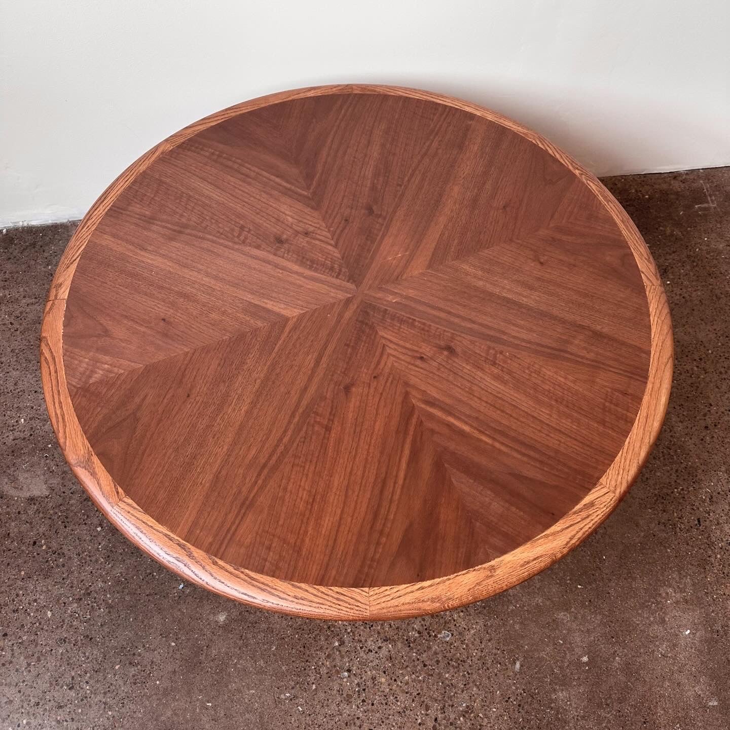 LANE PERCEPTION ROUND WALNUT COFFEE TABLE