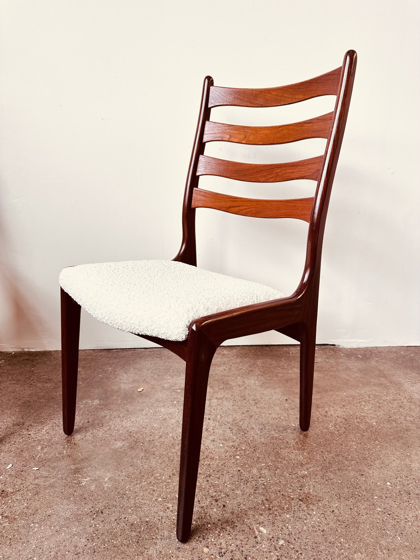 DANISH TEAK LADDERBACK DINING CHAIRS - SET OF 8