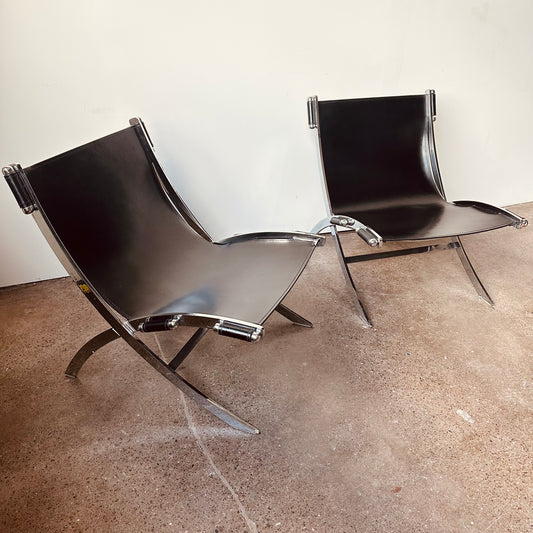 LEATHER SCISSOR CHAIRS BY ANTONIO CITTERIO FOR FLEXFORM