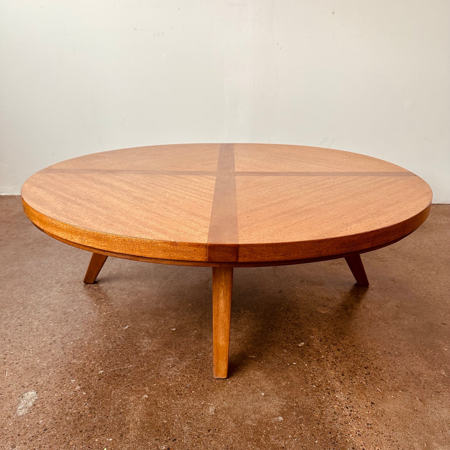 ROUND LIGHT INLAYED MAHOGANY COFFEE TABLE