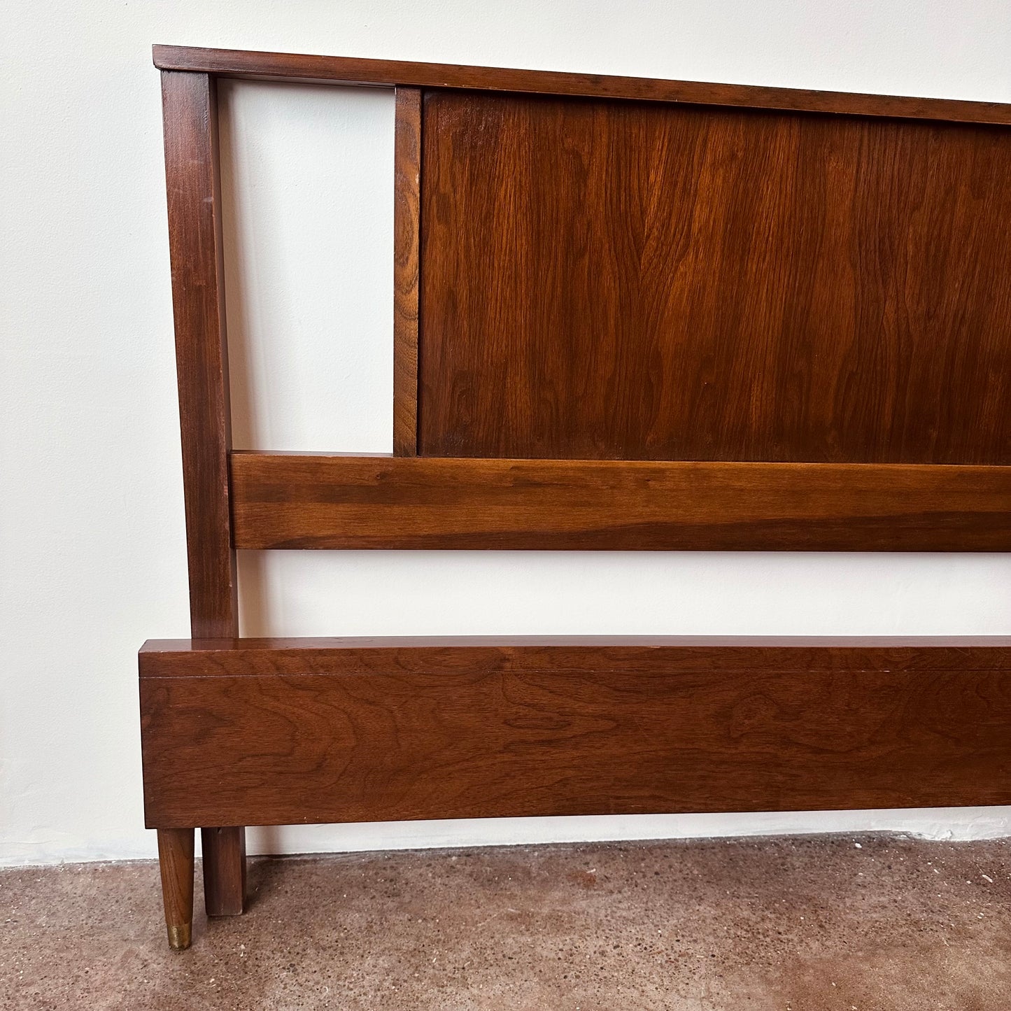 MID-CENTURY WALNUT FULL SIZE HEADBOARD AND FOOTBOARD