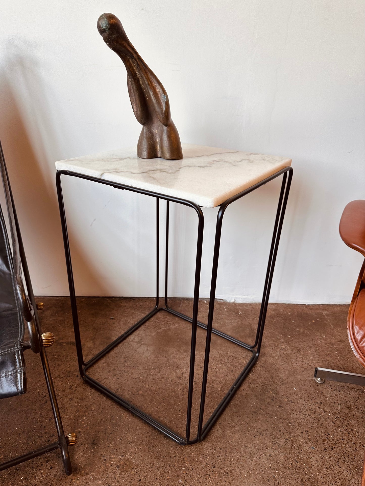 MAX SAUZE STYLE CARRERA MARBLE TOP IRON ACCENT TABLE