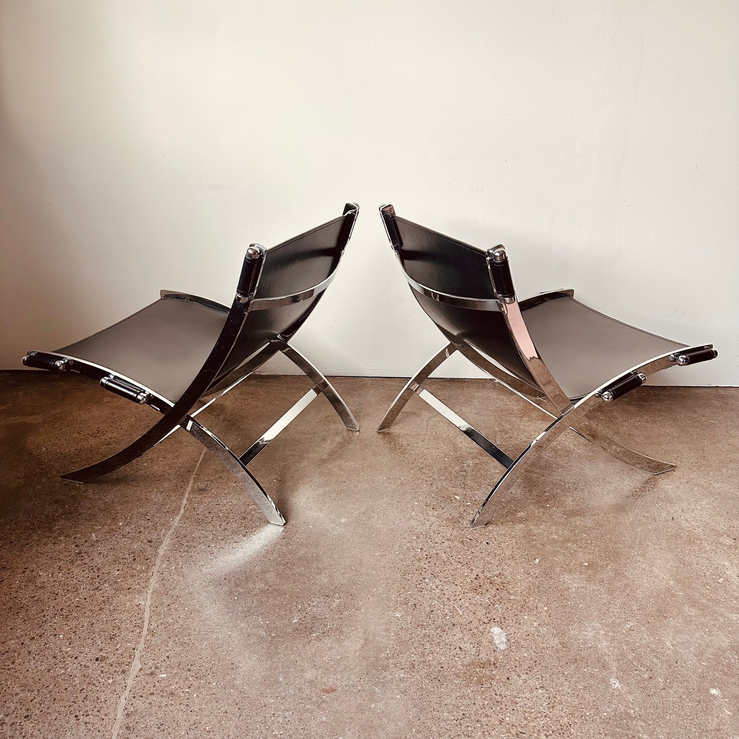 LEATHER SCISSOR CHAIRS BY ANTONIO CITTERIO FOR FLEXFORM