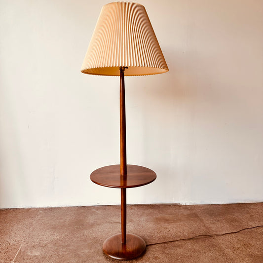 SOLID WALNUT LAUREL FLOOR LAMP WITH DRINK TABLE