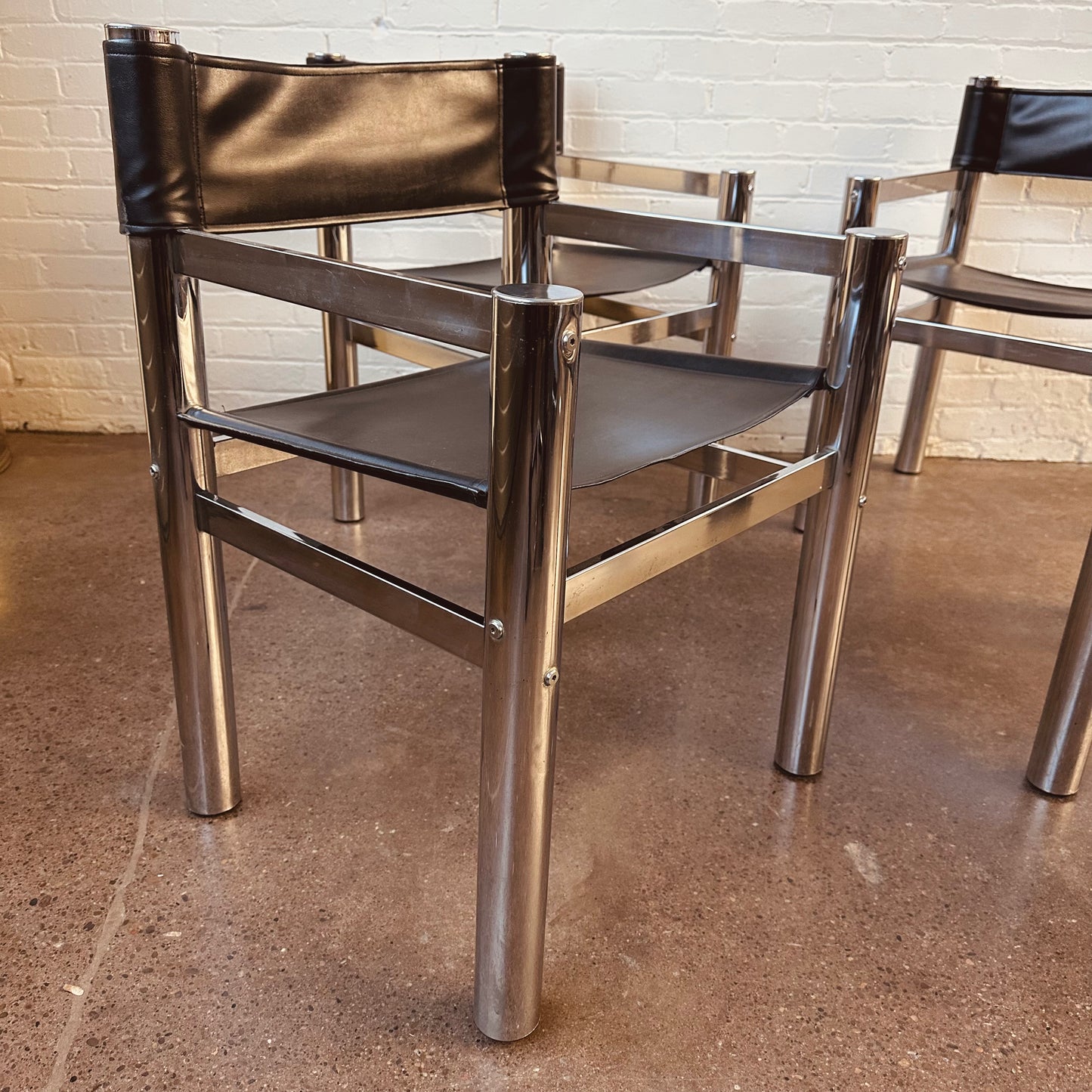 TUBULAR CHROME SLING BACK DIRECTORS CHAIRS