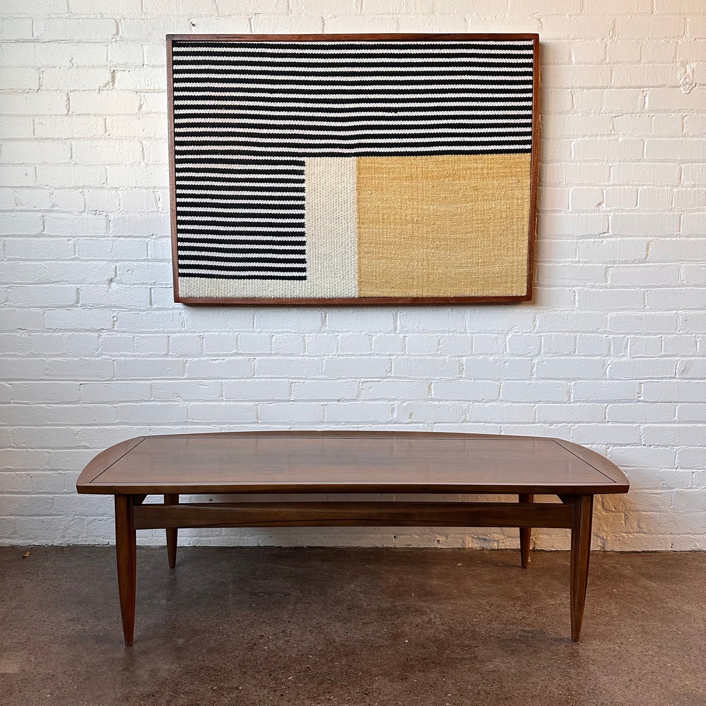 FRAMED GEOMETRIC WOVEN TEXTILE WALL ART