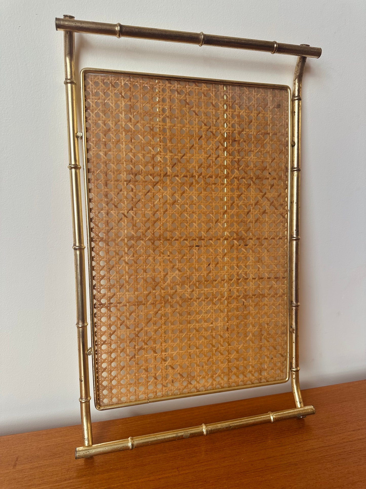 DIOR FAUX BAMBOO AND CANE GOLD SERVING TRAY