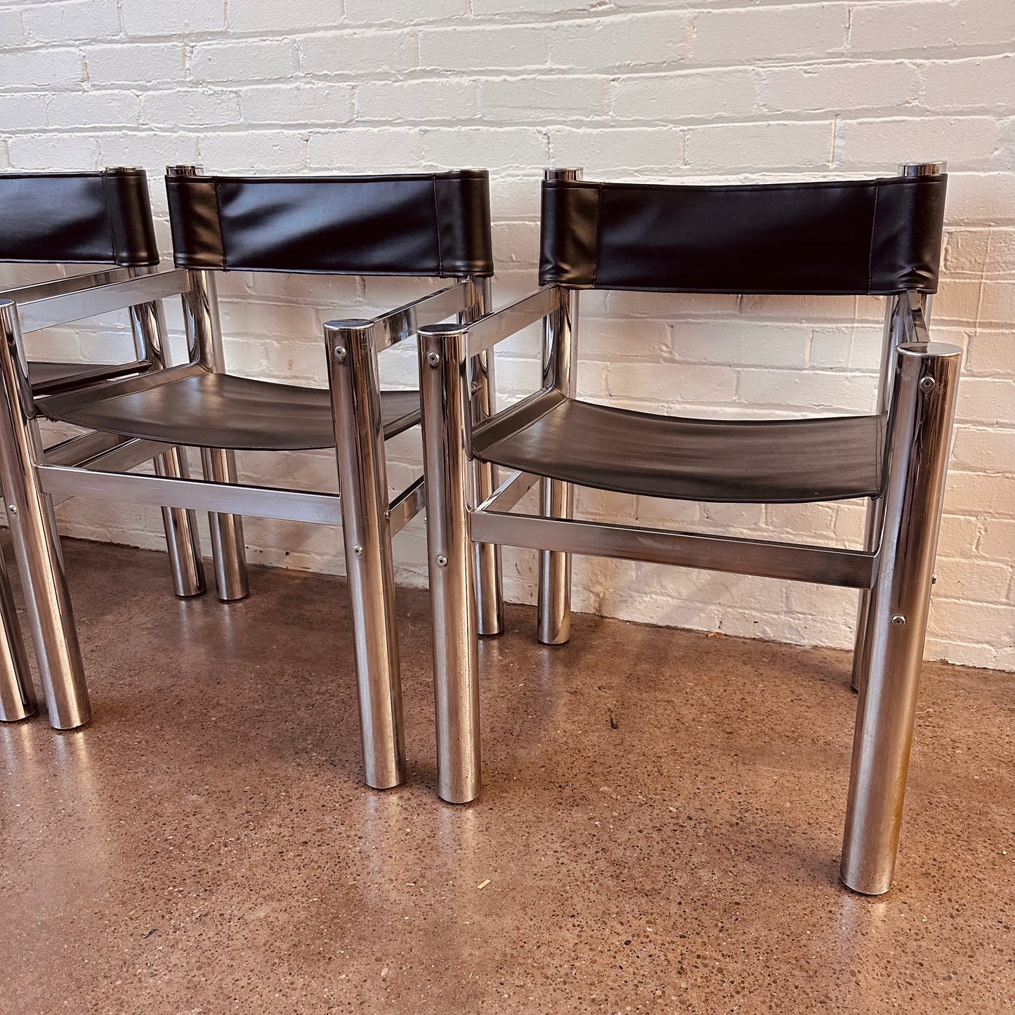 TUBULAR CHROME SLING BACK DIRECTORS CHAIRS