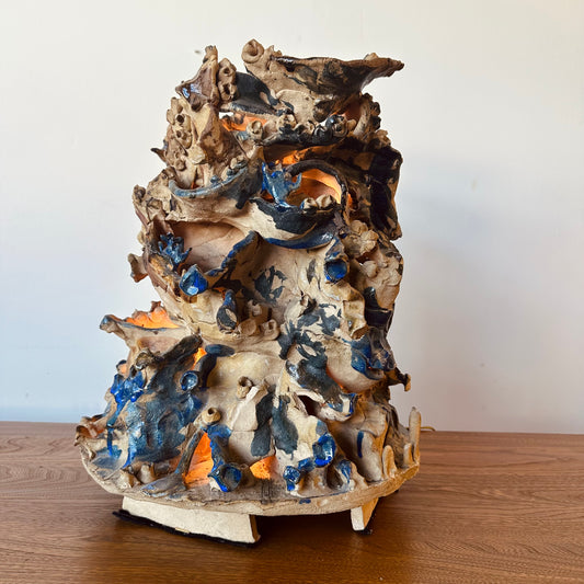 ABSTRACT CERAMIC GLAZED SCULPTURAL LAMP