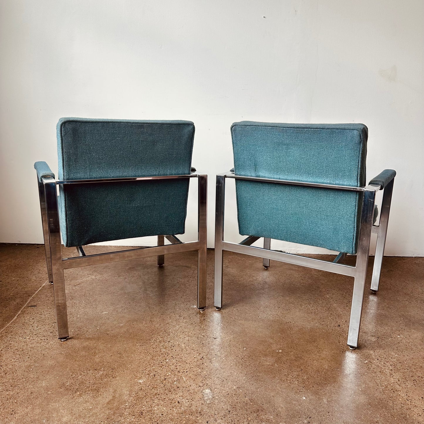 HARVEY PROBBER STYLE CHROME ARM CHAIRS - A PAIR