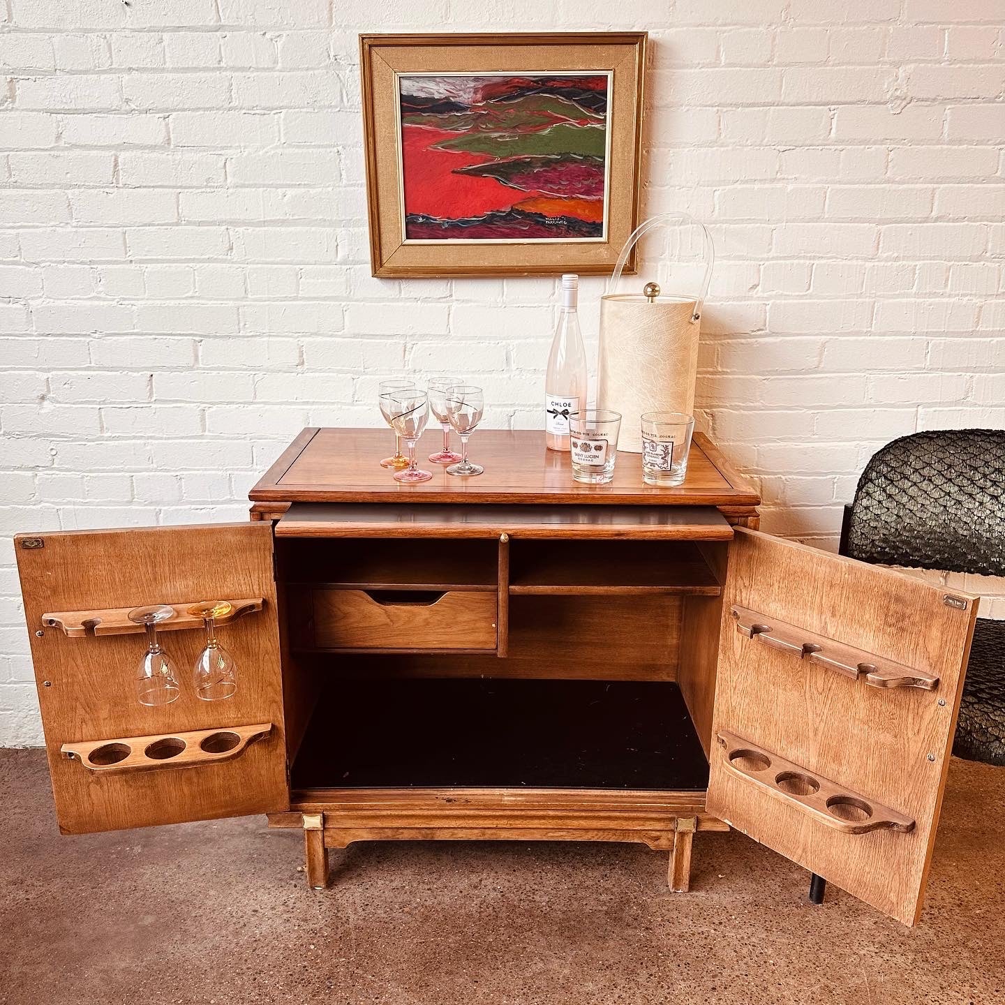 TOMLINSON BURL WOOD BAR CABINET