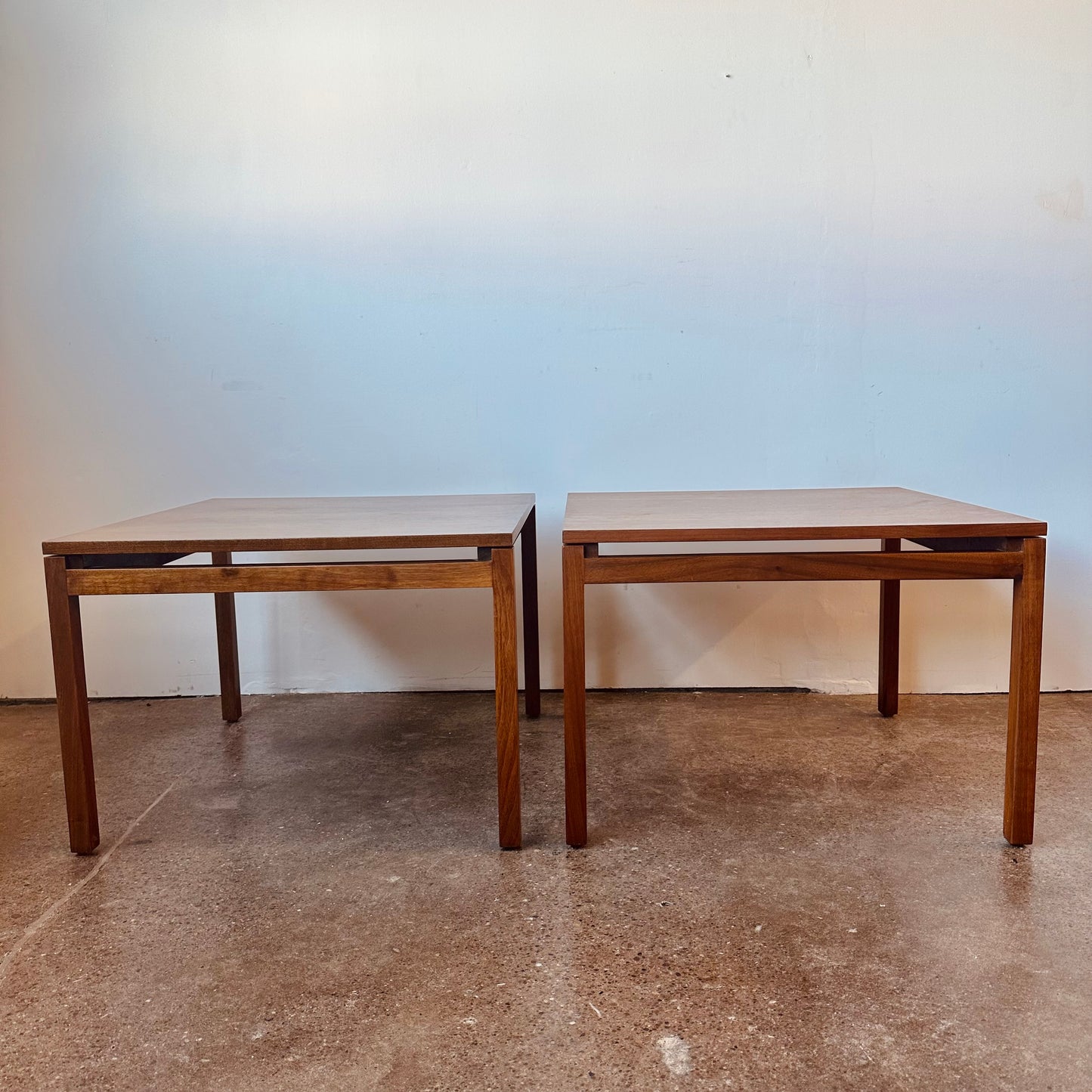 EARLY KNOLL WALNUT SIDE TABLES BY LEWIS BUTLER